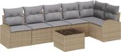 vidaXL Tuinbank Set 7-delig Beige/Lichtgrijs Polyrattan