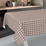 ANRO Afwasbaar tafelzeil, tuintafelkleed, voor binnen en buiten, met snijrand, 240 x 140 cm, geruit, beige