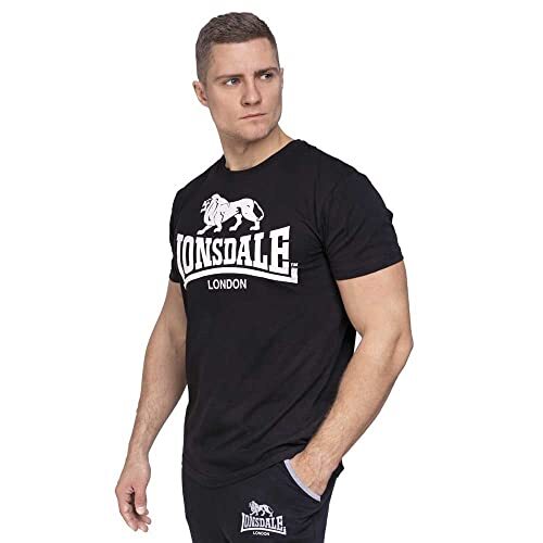Lonsdale Herren Sportshorts T-Shirt Promo, Zwart, M