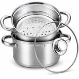 Aviro Stoompan - RVS - 3.1L - 20cm - Glazen Deksel