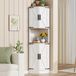 REDOM Hoekkast - 5 Opbergvakken - Vintage Landelijke Stijl - Blanc - MDF - 39,5 x 39,5 x 180 cm