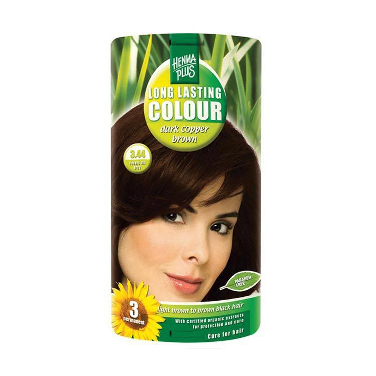 Hennaplus 3.44 Dark Copper Brown Long Lasting Colours 100ml