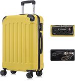 YONSLY Handbagage Koffer - 66cm - 66 L - TSA Slot - 360° Draaibare Wielen - Trolley - Geel