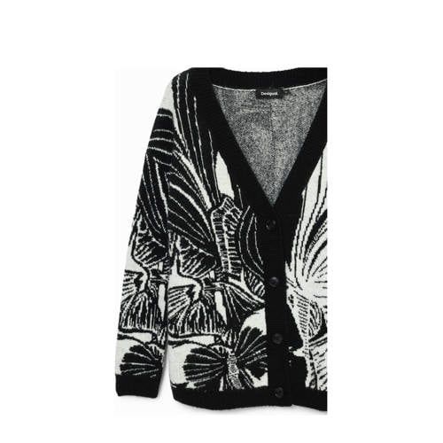 Desigual gebloemd vest zwart/wit