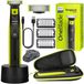 Philips OneBlade QP2724/10 scheerapparaat + etui + oplaadstation voor Philips, groen/zwart, met opzetstukken voor het lichaam