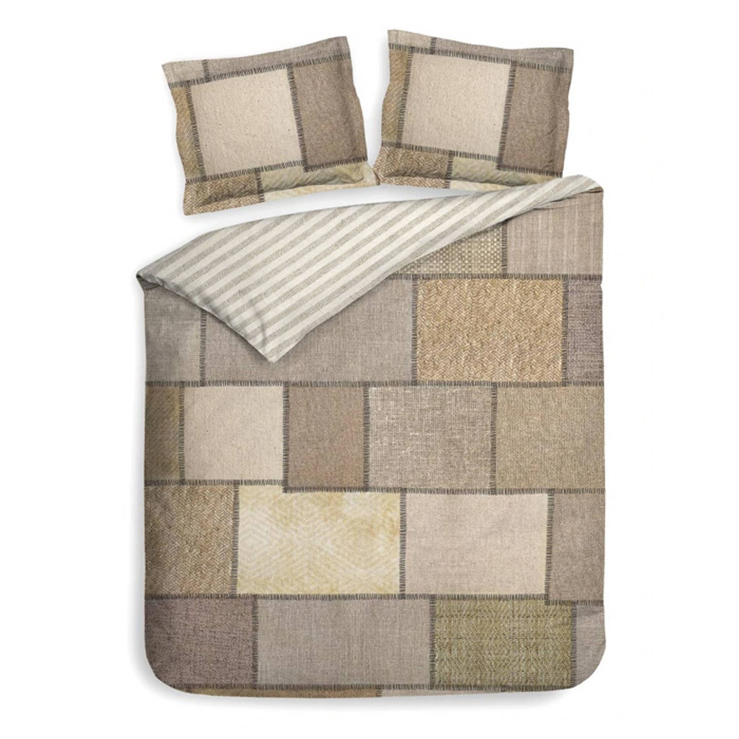 Heckett & Lane dekbedovertrek rida - woven beige - 1-persoons 140x200/220 cm