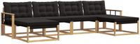 vidaXL - Bank loungeset - 6 zitplekken - Wit en zwart - Acacia hout