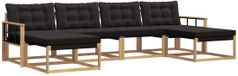 vidaXL - Salon d'angle - 6 places assises - Blanc et noir - Acacia bois