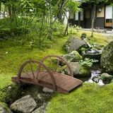 Pont de jardin en bois massif, balustrade en demi-cercles, capacité max 150 kg, 100x50x37 cm, couleur marron