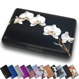 TopMost RFID-blokkerende portemonnee van aluminium, creditcardhouder voor mannen en vrouwen, vakken voor 12 kaarten en rekeningen, orchidee, 11 x 7,5 x 2 cm, kaart- en rekeninghouder