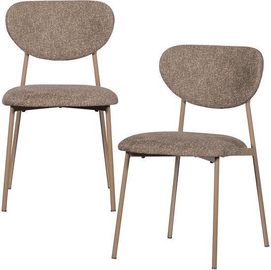 WOOOD Valor Eetkamerstoelen - Polyester - Zand - Set van 2