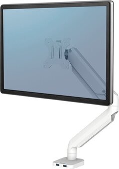 Fellowes Platinum Series Monitor Arm - Single - White - Up to 32" - 8kg - USB