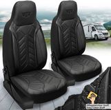 Bremer Sitzbezüge Premium Camper stoelhoezen voor Ford Nugget Transit Custom DPL504 in Zwart (2 losse stoelen)