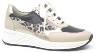 Solidus 46023 Baskets basses Femme Cuir Beige Combi Imprimé léopard Largeur H