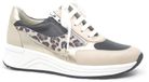 Solidus 46023 Baskets basses Femme Cuir Beige Combi Imprimé léopard Largeur H