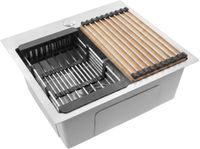 Rea - Stalen Spoelbak Met Accessoireset 3-delig Leo 50 Brush Nickel Zwarte accessoires
