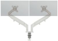 Leitz Ergo Ruimtebesparende Dubbele Monitorarm voor 17''-32\" Monitors, Ergonomische Bureaustandaard, Links/Rechts Zwenkfunctie, Kantelrotatie en Draagkracht tot 18kg, VESA-Plaat, Lichtgrijs, 65370085