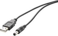 Renkforce USB-stroomkabel USB 2.0 USB-A stekker, DC-stekker 5,5 mm 1.00 m Zwart