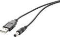 Renkforce USB-stroomkabel USB 2.0 USB-A stekker, DC-stekker 5,5 mm 1.00 m Zwart