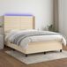 vidaXL Boxspring met matras en LED stof crèmekleurig 140x200 cm