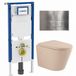 Geberit QeramiQ Dely Toiletset - 36.3x51.7cm - Geberit UP720 inbouwreservoir - rimless - diepspoel - 35mm zitting - softclose - bedieningsplaat steel - rechthoekige knoppen - mat beige
