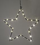 Led-lichtster LED-ster voor aan de muur, van metaal in zwart, met timer - 30 cm - Sterrensilhouet, warm wit verlicht, voor binnenshuis