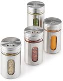 Metaltex Kruidenstrooiers Shake Line, set de 3, acier inoxydable/verre/plastique, 100 ml