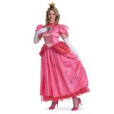 Disguise Princess Peach kostuum voor volwassenen, officiële Super Mario Elevated kostuum voor volwassenen en kroon, maat XL (18-20)