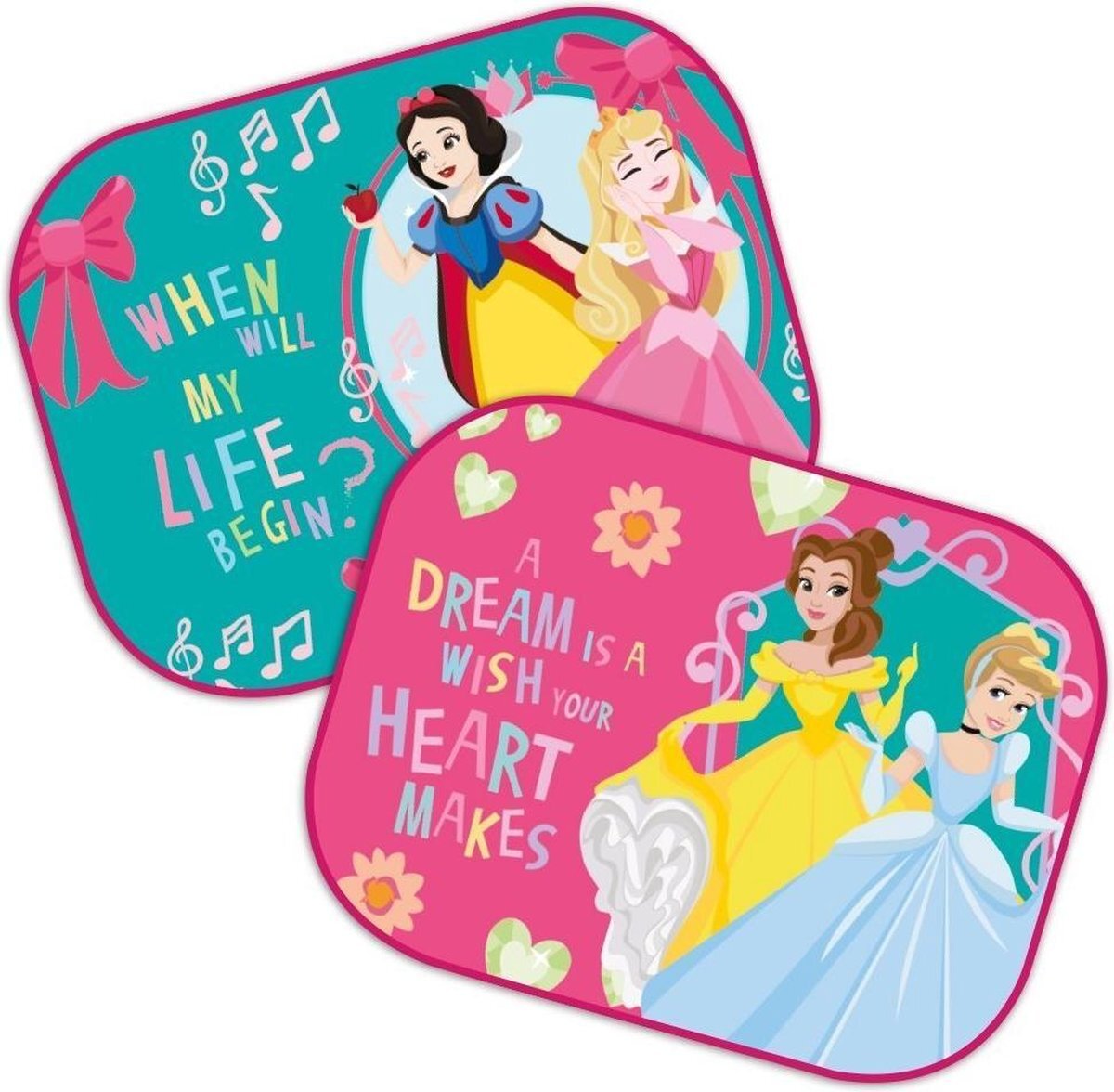 Disney zonnescherm Princess 36 x 45 cm blauw/roze 2 stuks