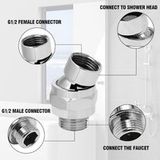 Robinet d'arrêt pour pommeau de douche - Adaptateur à rotule pivotante, rallonge, raccord G 1/2 - Accessoires de salle de bain - Argent