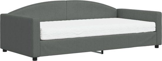 vidaXL Slaapbank met matras 100x200 cm stof donkergrijs