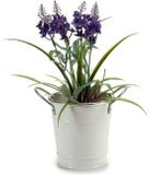 Arte r Plantenpot/bloempot emmer- zink - wit - D12 x H16 cm
