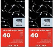 Merkloos Lumineo Draadverlichting - 2x - micro - 40 lampjes - LED - helder wit - kerstverlichting