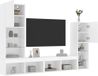 Maison Exclusive - Mur de salon, 4 pièces, avec éclairage LED, blanc, composite bois