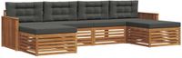 vidaXL Acacia Hout Bank Loungeset 6-Persoons Natuurlijk en Antraciet