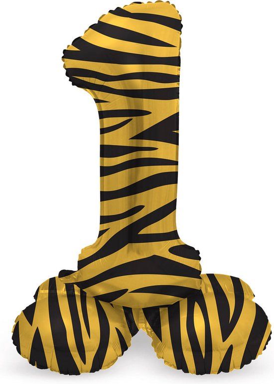 Folat Staande Folieballon Cijfer 1 Tiger Chic - 41 cm