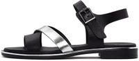 DERIMOD Zwarte Leren Platte Sandalen voor Dames - Maat 37