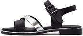 DERIMOD Zwarte Leren Platte Sandalen voor Dames - Maat 37