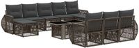 vidaXL Tuinbank - Set - 11 - st - Grijs - en - Donkergrijs - poly - rattan