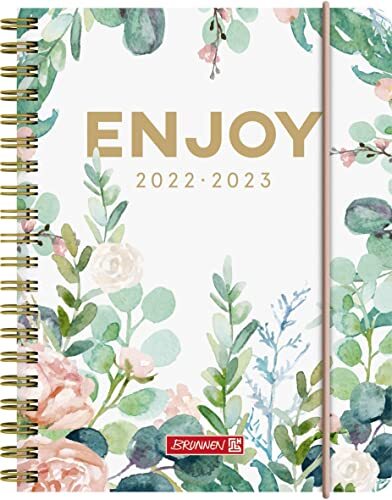 Brunnen 1071855143 Wochenkalender Schülerkalender 2022/2023 "Enjoy" 2 Seiten = 1 Woche Blattgröße 12 x 16 cm A6 PP-Einband