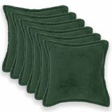 vidaXL - Housse de coussin - 6 pièces - BOIS - Vert foncé - 30 x 30 cm - Bouclé