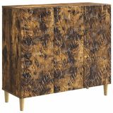 vidaXL Dressoir Gerookt eiken 89 x 34,5 x 80 cm Bewerkt hout