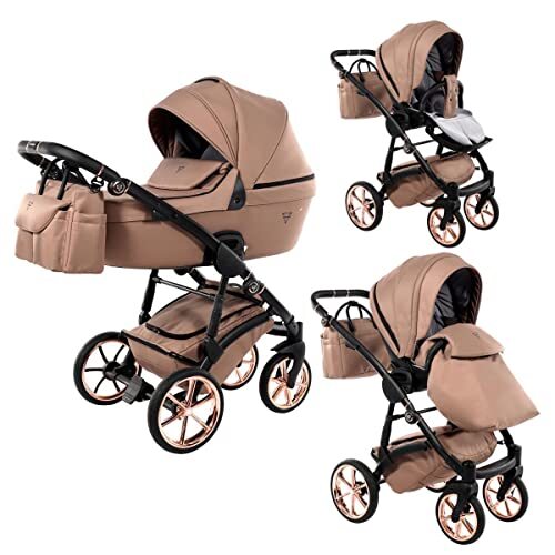 Lux4Kids Kinderwagen Junama Termo Tex geïsoleerd babyzitje en Isofix optinal van Capuccino 01 2-in-1 zonder babyzitje