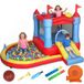 Château gonflable avec toboggan, piscine à balles et trampoline - 342x255x209 cm - Parfait pour jardin