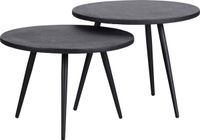 WOOOD suze bijzettafels - hout/metaal - zwart - set van 2