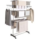 IDMarket Maxima étendoir à linge, acier inoxydable, pliable, hauteur 145 cm, gris
