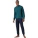 Schiesser Essential Nightwear Pyjamabroek Ronde Hals Blauw/Groen Katoen Medium Heren