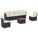 vidaXL 7-delige Loungeset met Kussens, Poly Rattan, Zwart