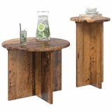 vidaXL - Bijzettafelset - 2 - st - Oud - hout - Ø - 45 - x - 35 - cm - Bewerkt - hout
