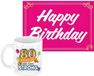 Bellatio Decorations Verjaardag cadeau koffiemok thema 80 jaar - voor een vrouw - veteranen - met knalroze Happy Birthday wenskaart - A5 formaat
